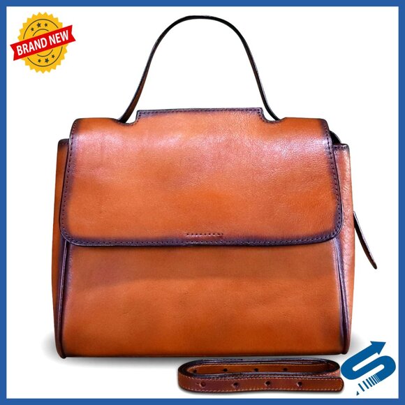 Genuine Leather Satchel Crossbody Handbag Top Handle Vintage Purse
